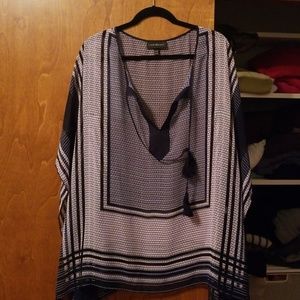 Navy, Red & White blouse